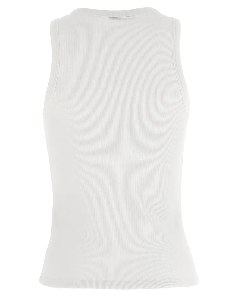 Givenchy Logo-Embroidered Ribbed Cotton Tank Top — white White