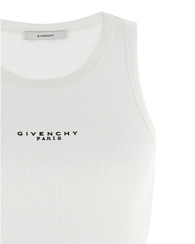 Givenchy Logo-Embroidered Ribbed Cotton Tank Top — white White