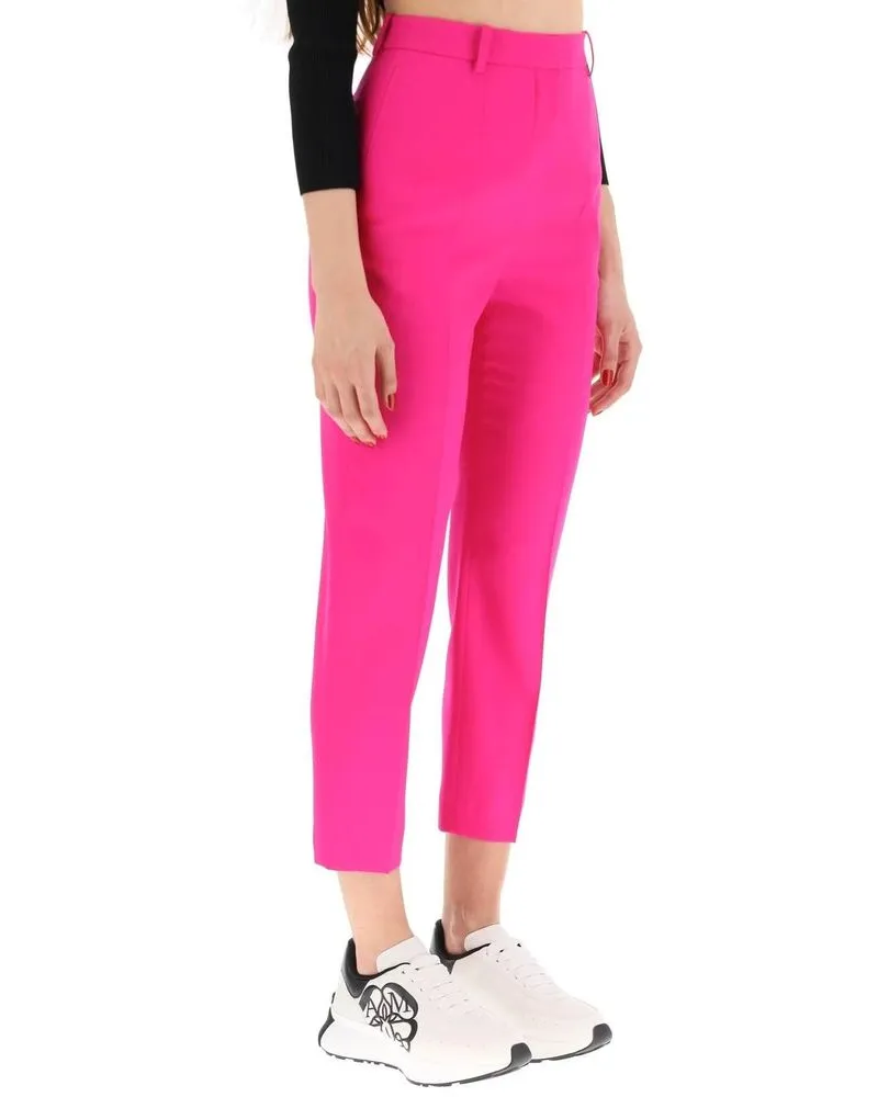 Alexander McQueen Women's Multicolor Wool Cropped Pants Pink