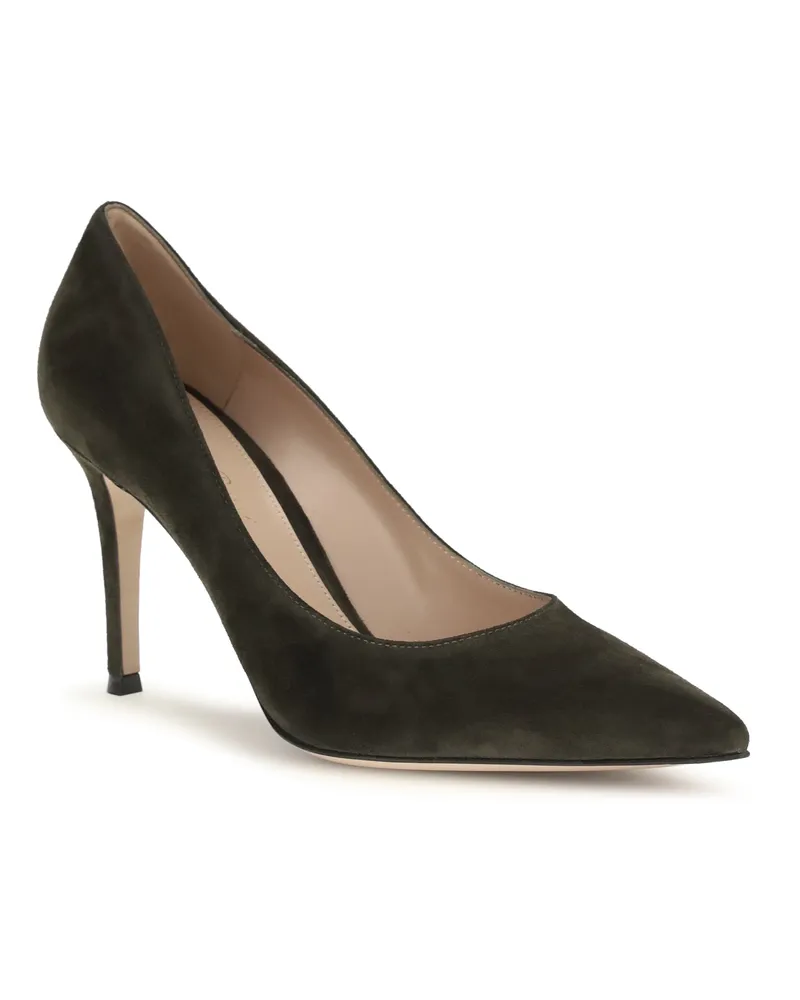 Gianvito Rossi Women's Pumps Suede Dark Olive High Heel Shoes Green