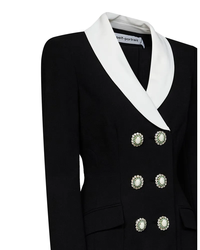 Self-Portrait Blazer Mini Dress — Black Black