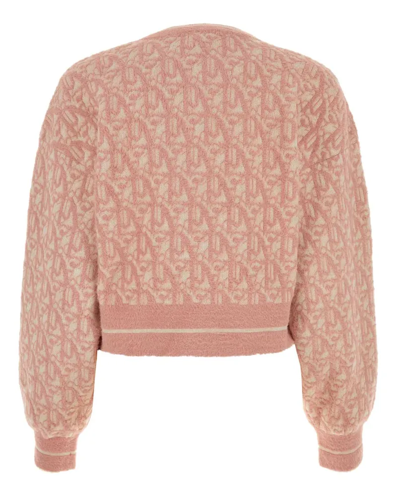 Palm Angels Women Embroidered Nylon Blend Sweater Beigepink Exterior: Virgin Wool Maglieria Beige