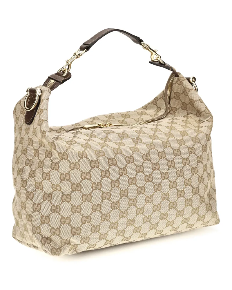 Gucci Men's Medium Brera Handbag Vint.sand-Dk.bro-Vrv Fabric Shoulder Bags Vint.sand/dk.bro/vrv Beige