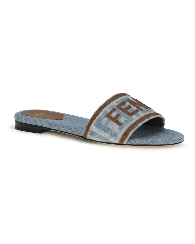 Fendi Women's Sandals Ff Denim Sky Sky-Sellier Cotton Sky/sellier Blue
