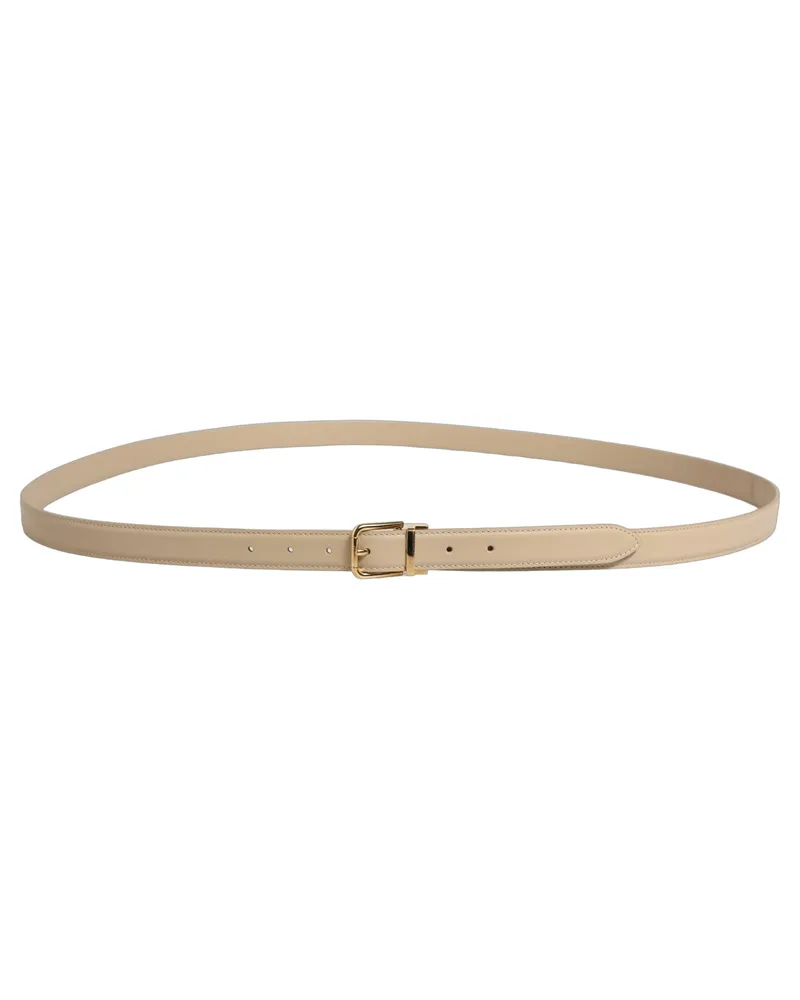 Dolce & Gabbana Calf Leather Belt — Beige Beige