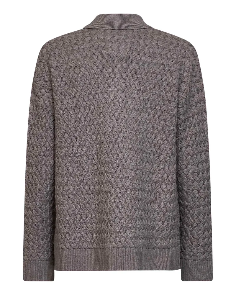 Bottega Veneta Men's Polo Shirt Riverbed Melange Wool Mud Virgin T-shirts And Polos Gray