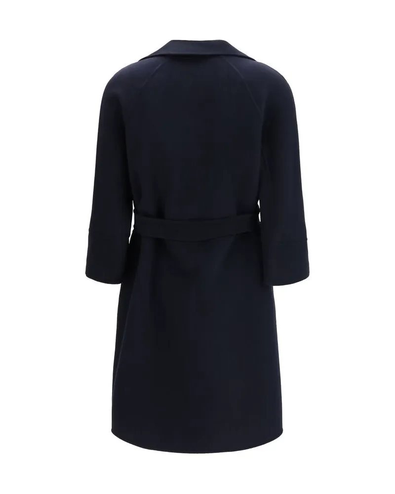 Max Mara Virgin Wool Cocoon Coat — Blue Blue