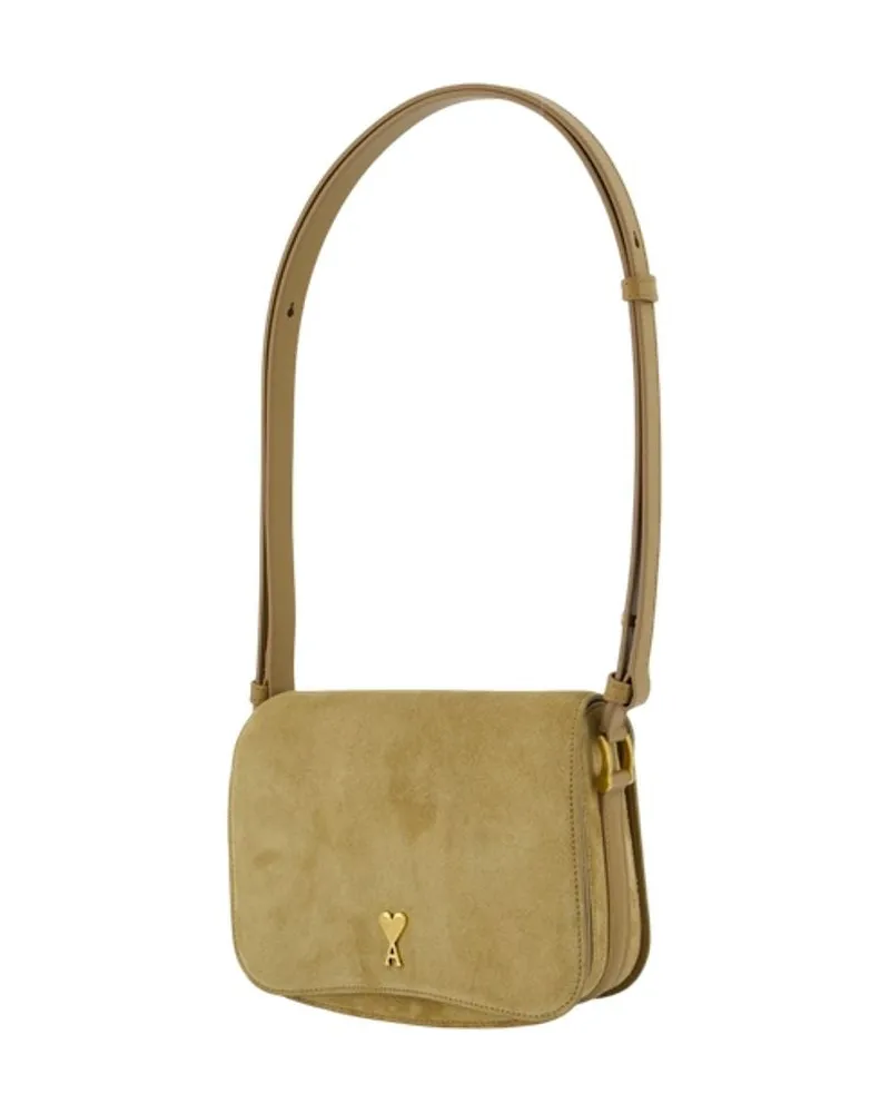 AMI Paris Women's Paris Shoulder Bag - Ami Leather Khaki Calfskin Shoulder-Hobo-Bags Khaki