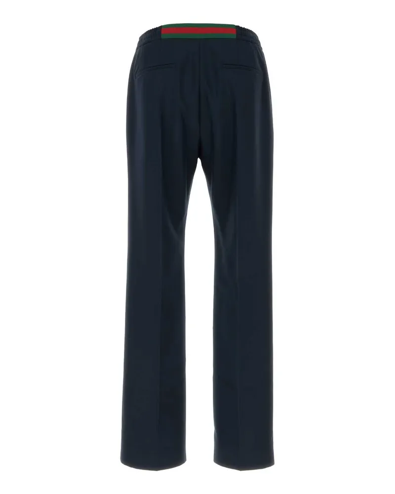 Gucci Men's Navy Blue Tech Panama Pant Nightsky Polyester Pantaloni Navy