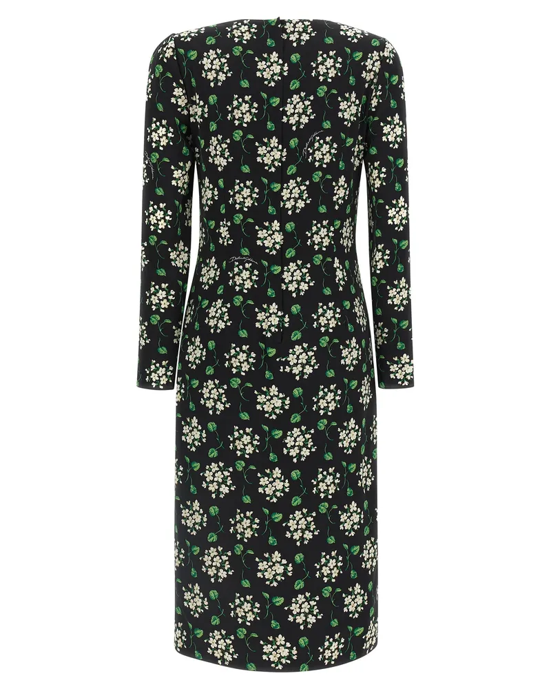 Dolce & Gabbana Women's Black Synthetic Midi Dress Black
