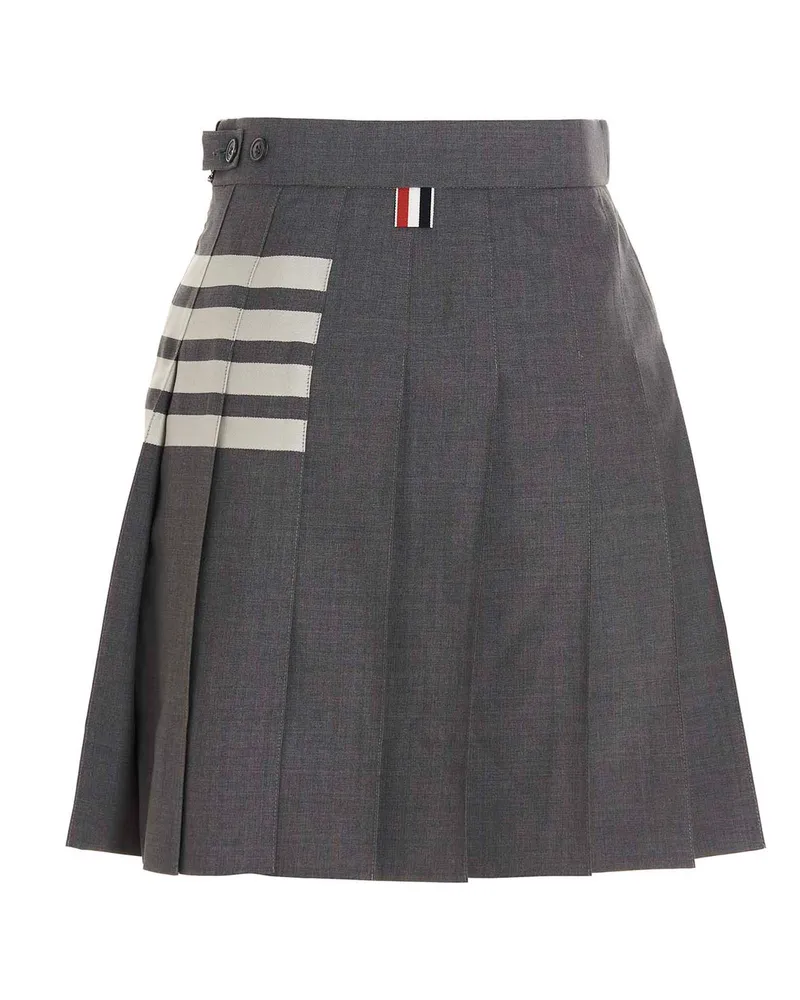 Thom Browne Women's Gray Wool Long Skirt Gray