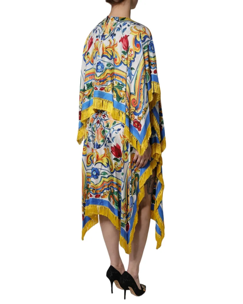 Dolce & Gabbana Majolica-Print Silk Kaftan — Multicolor Multicolor
