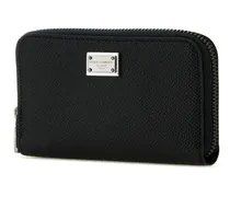 Men's Textured Leather Wallet Black Calfskin