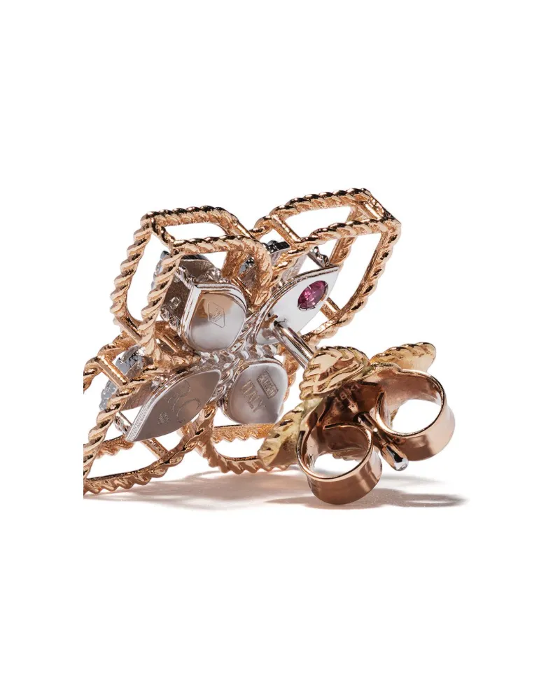 Roberto Coin Women's 18kt Rose Gold Princess Flower Diamond Earrings Continuty Rose