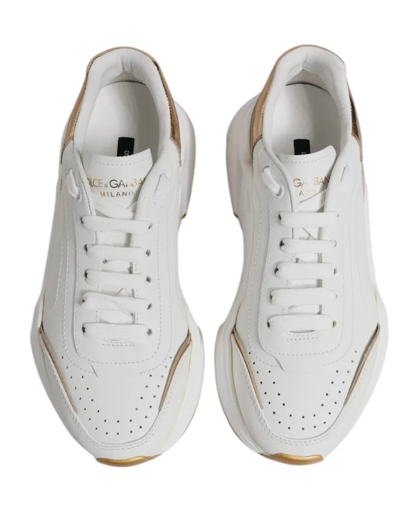 Dolce & Gabbana Women's White Gold Daymaster Low Top Sneakers Shoes Pl+pu+83lf White