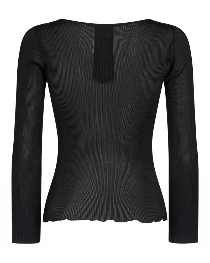 Saint Laurent Women's Top Cassandre Ribbed Silk Black Knitwear Sweater Black