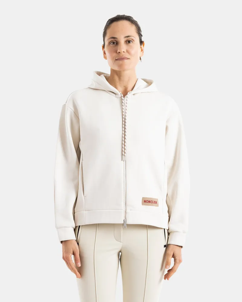 Moncler Women Zip-Up Hooded Ecru Sweatshirt Beige Jacket Beige