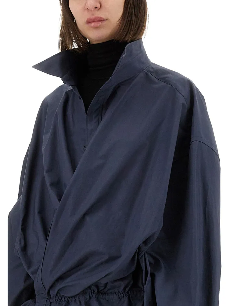 Balenciaga Cotton Shirt-Style Dress — Blue Blue