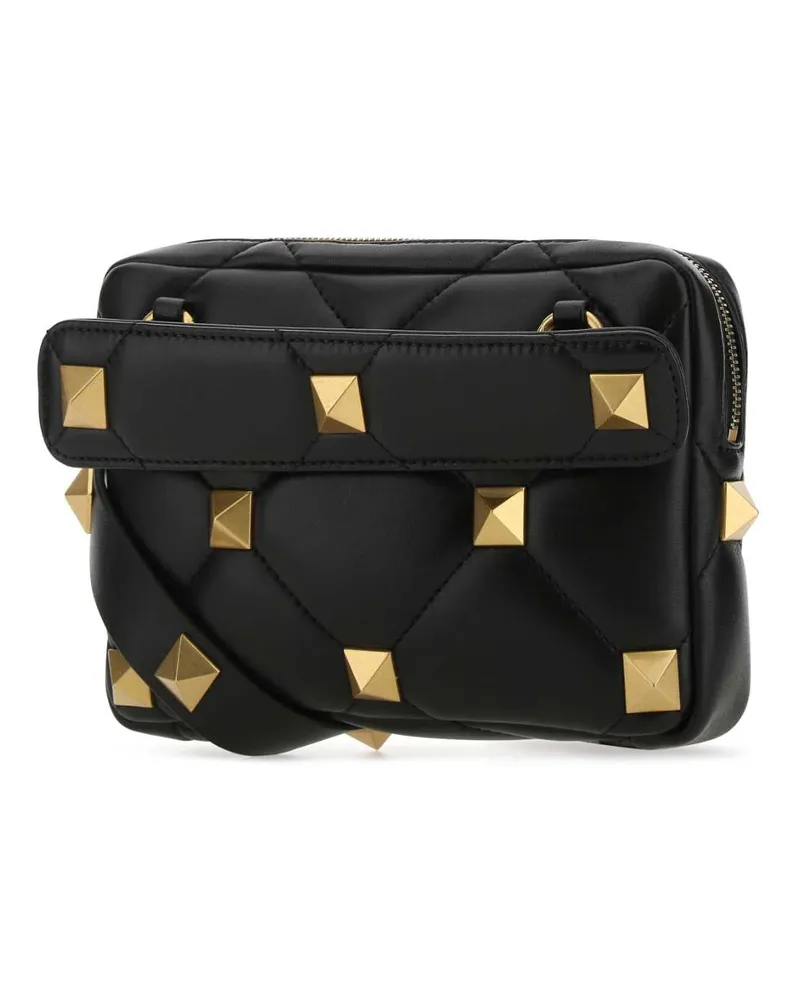 Valentino Garavani Men's Black Nappa Leather Roman Stud Handbag 0no Borse A Mano Black