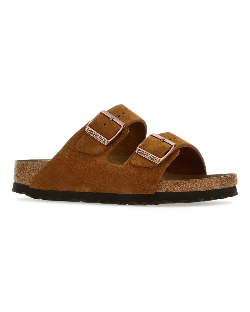 Birkenstock Unisex Biscuit Suede Arizona Bs Slippers Mink Flat Shoes Brown