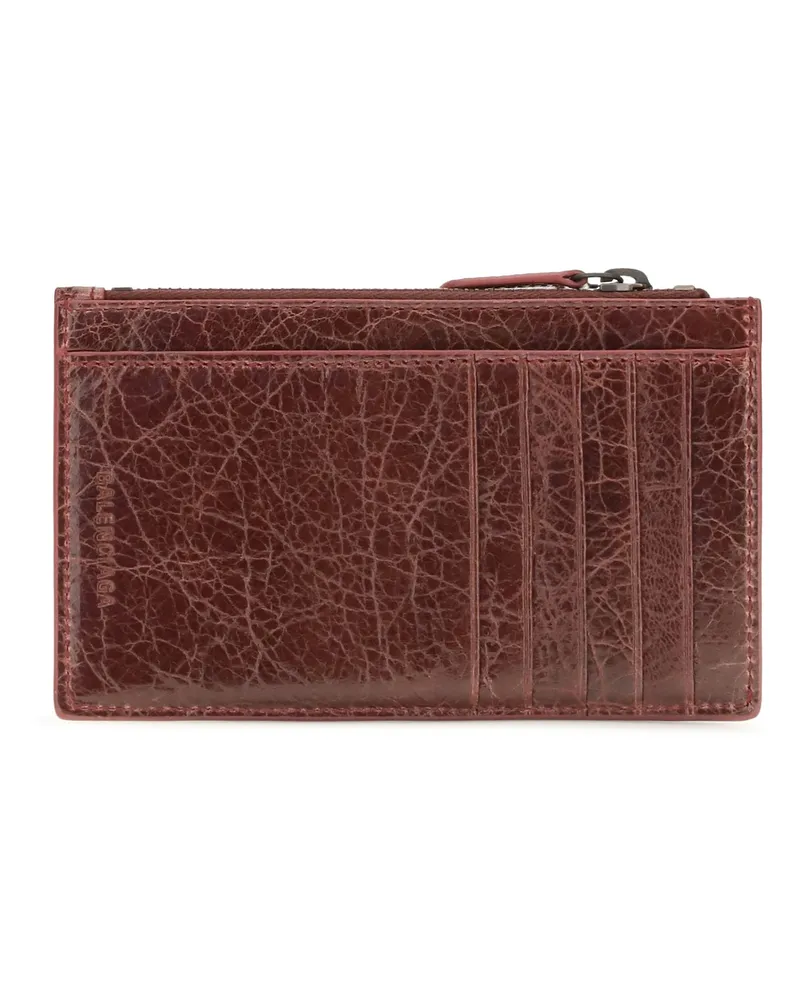 Balenciaga Women's Le City Long Card Holder Berry Red Lamb Ovis Aries Wallet Red