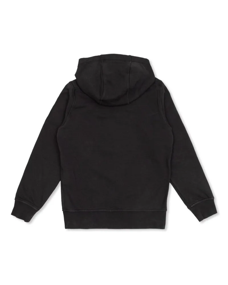 Stone Island Boys' Black Hoodie With Maxi Logo Print Cotton Hoods & Sweatshirts Black