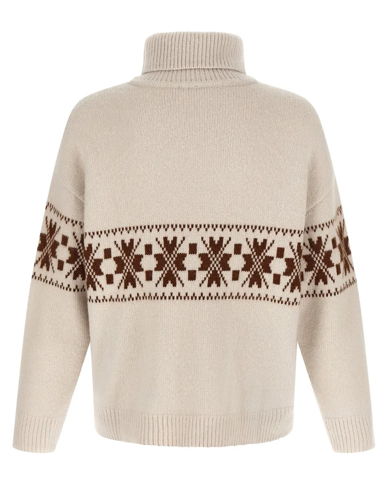 Kiton Geometric Jacquard Sweater — Beige Beige