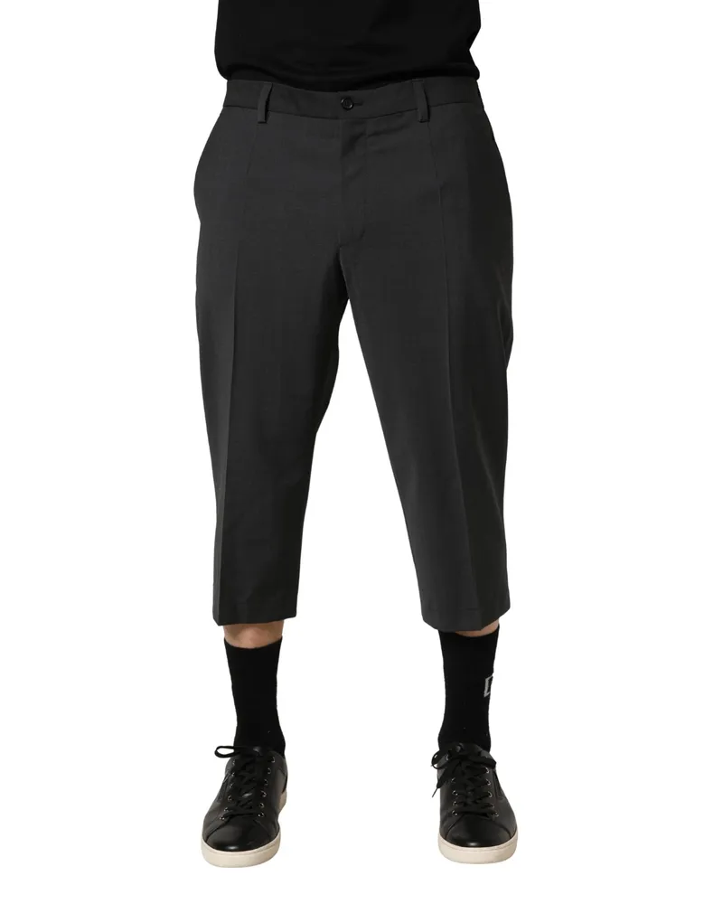 Dolce & Gabbana Men's Dark Gray Wool Cropped Chino Trouser Pants Elastane Polyester Gray