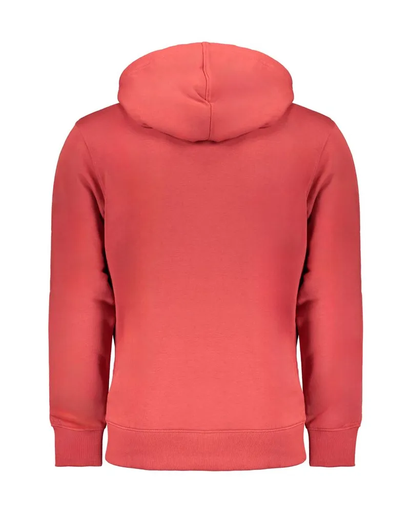 Calvin Klein Embroidered Logo Cotton Hoodie — Red Red