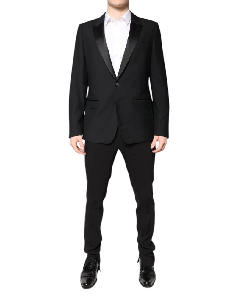 Dolce & Gabbana Virgin Wool Single-Breasted Pant Suit — Black Black