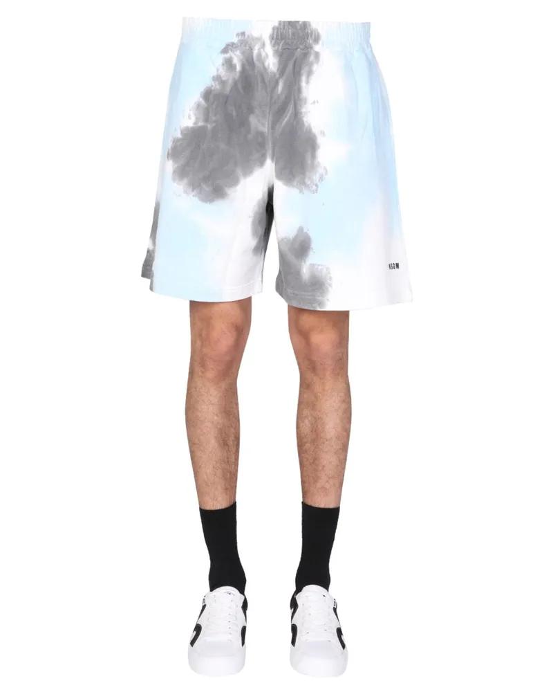 MSGM Tie-Dye Cotton Bermuda — Multicolor Multicolor