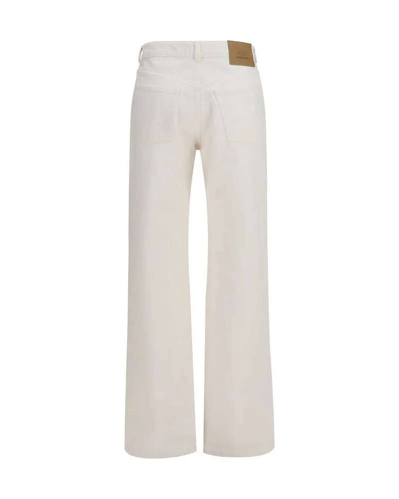 AMI Paris Women's White Cotton Straight-Leg Jeans Clothing White