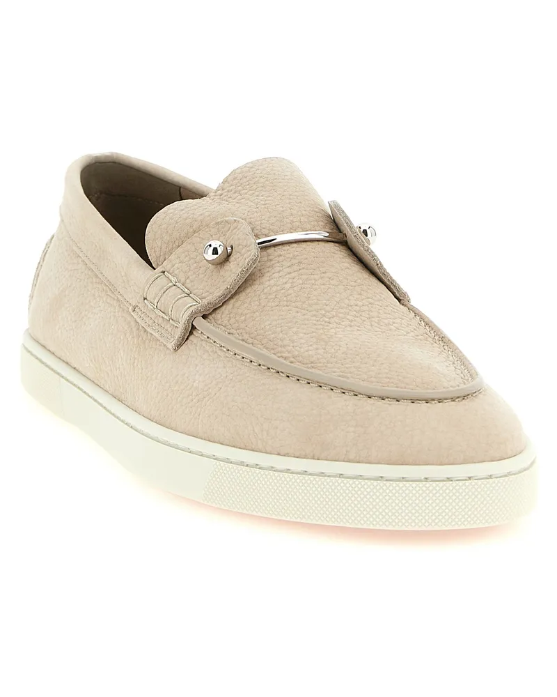 Christian Louboutin Men's Beige Calfskin Slip-On Loafers Beige