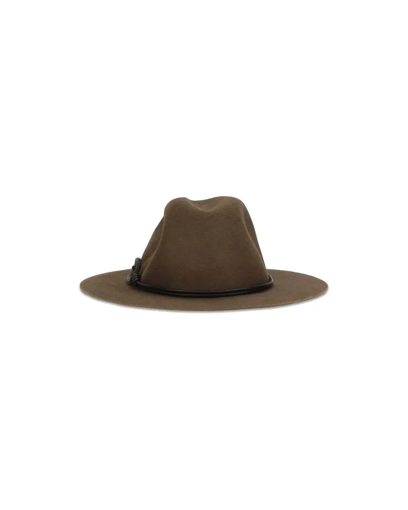 Brunello Cucinelli BRMCAP90233C2870BB Fedora — Brown Brown