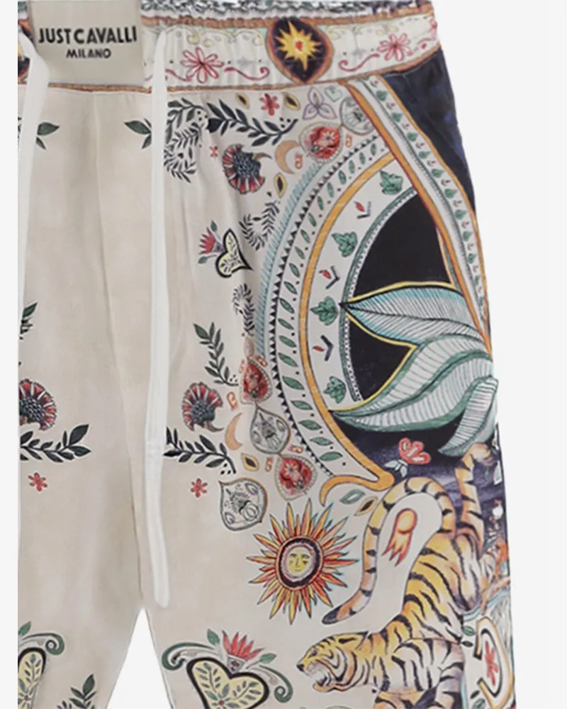 Just Cavalli Men's Shorts Printed Viscose Multicolour Multicolor