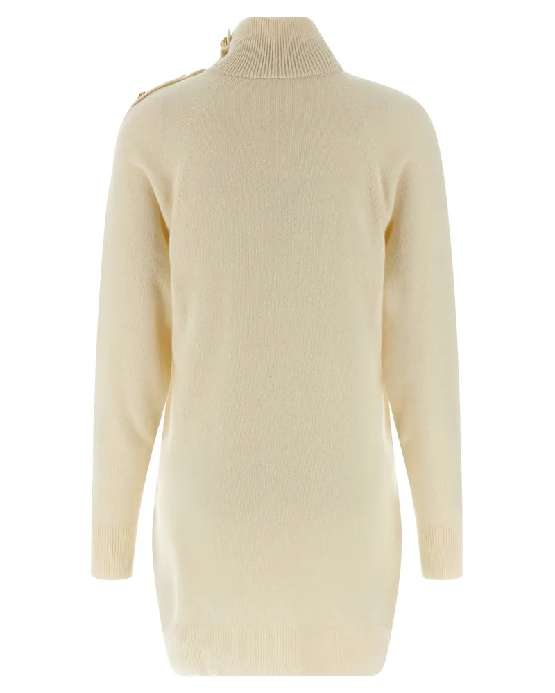Balmain Wool-Cashmere Turtleneck Dress — Cream Cream