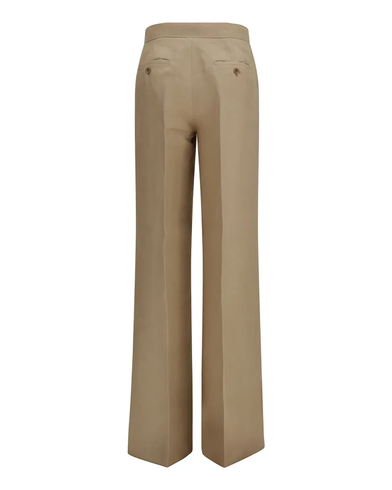 Max Mara Wide-Leg Linen Trousers — Beige Beige