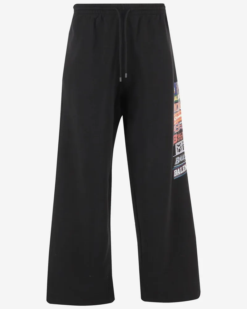 Balenciaga Embroidered Logo-Appliqué Cotton Joggers — Black Black