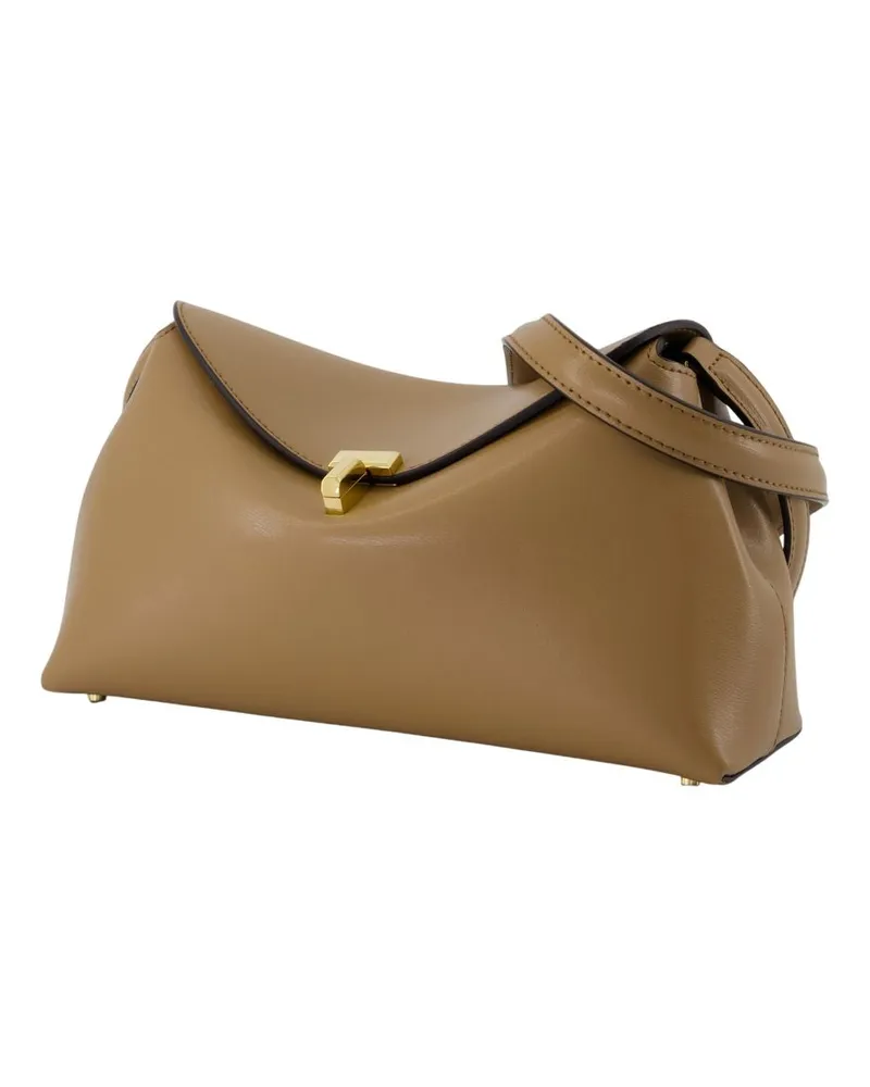 Totême Women's T-Lock Pouch -  Leather Beige Brown Cowhide Bags Clutches Brown