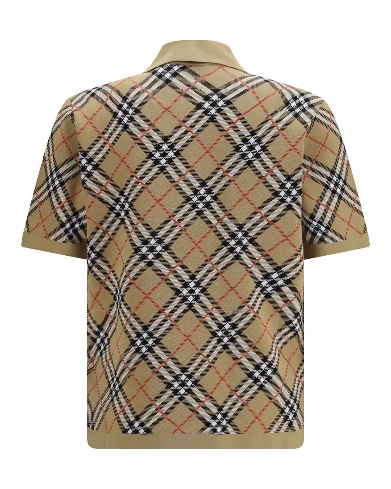 Burberry Men Check Cotton Blend Polo Shirt Sand Ip Cotton; Polyamide; Elastane T-shirts And Polos Sand