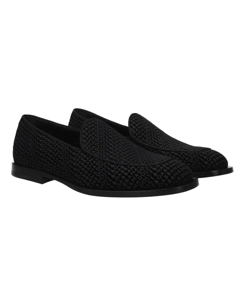 Dolce & Gabbana Men's Black Velvet Slip-On Loafers Black