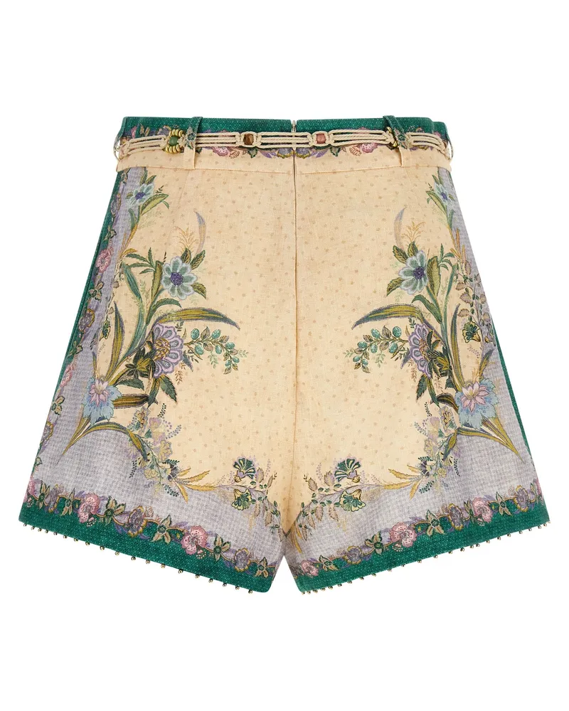 Zimmermann Scarf Print Linen Bermuda Shorts — Multicolor Multicolor
