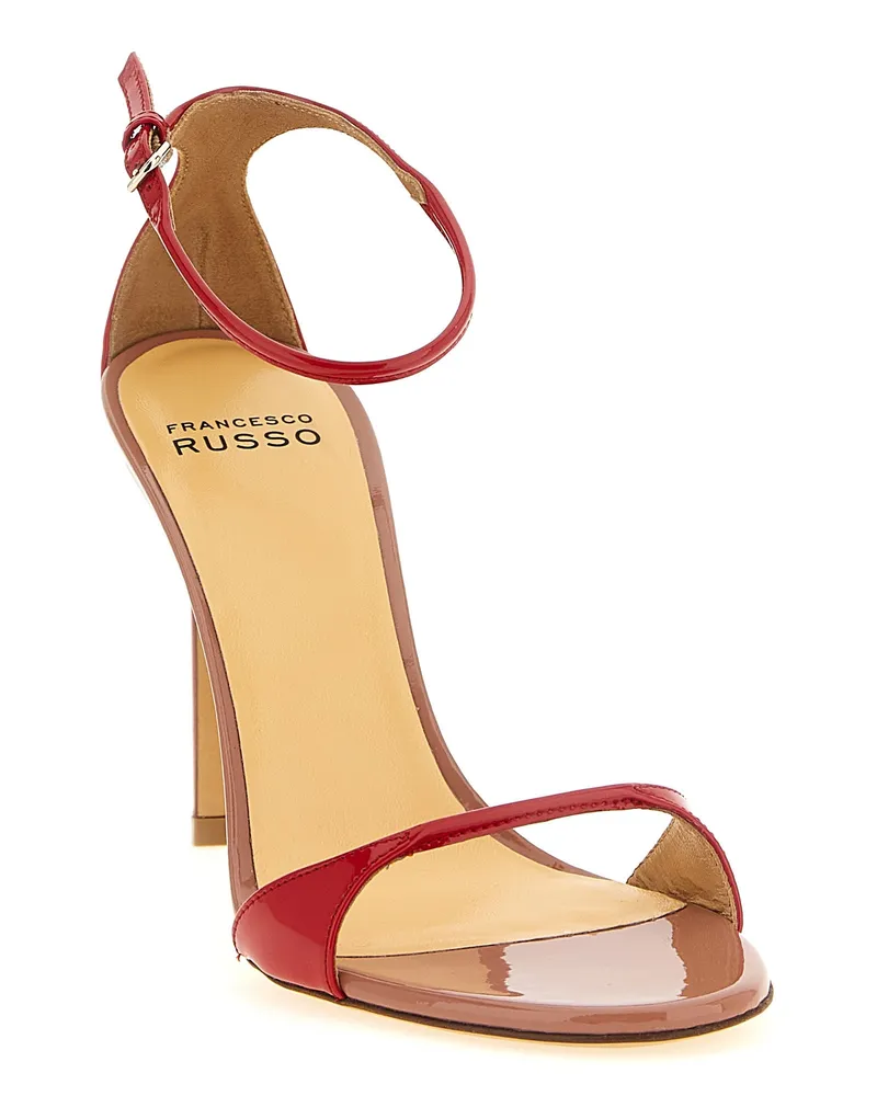 Francesco Russo Women's Multicolor Goatskin Stiletto Heel Sandals Red