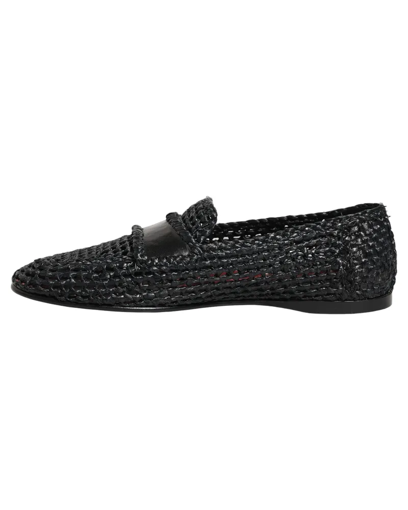Dolce & Gabbana Woven Viscose Slip-On Loafers — Black Black