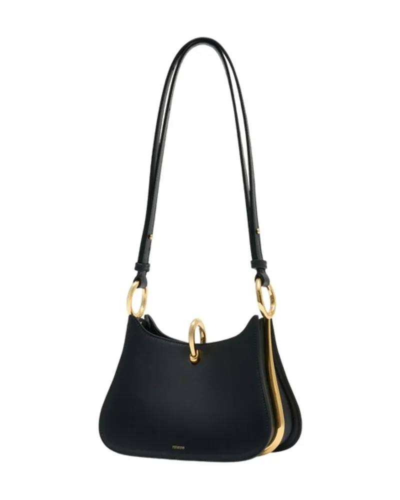 Paco Rabanne Women's Ring Small Shoulder Bag -  Leather Black Calfskin Shoulder-Hobo-Bags Black
