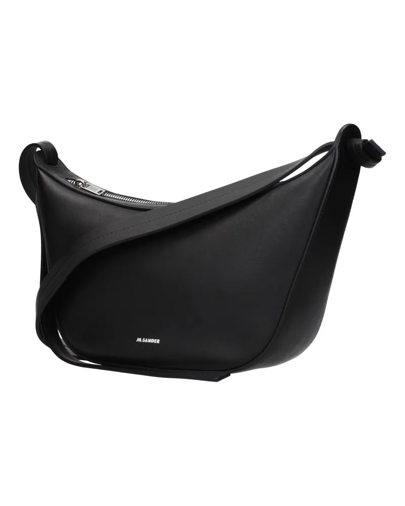 Jil Sander Women's Black Leather Shoulder Bag Black