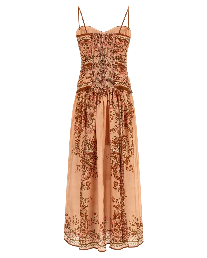 Zimmermann Women's Multicolor Silk Midi Dress Beige