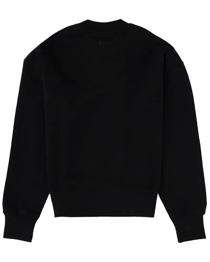 MSGM Text-Print Cotton Sweatshirt — Black Black