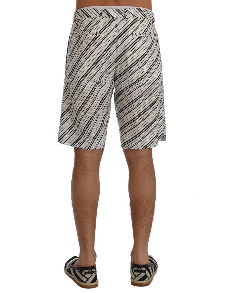 Dolce & Gabbana Men's Striped Linen-Cotton Shorts White Chino White