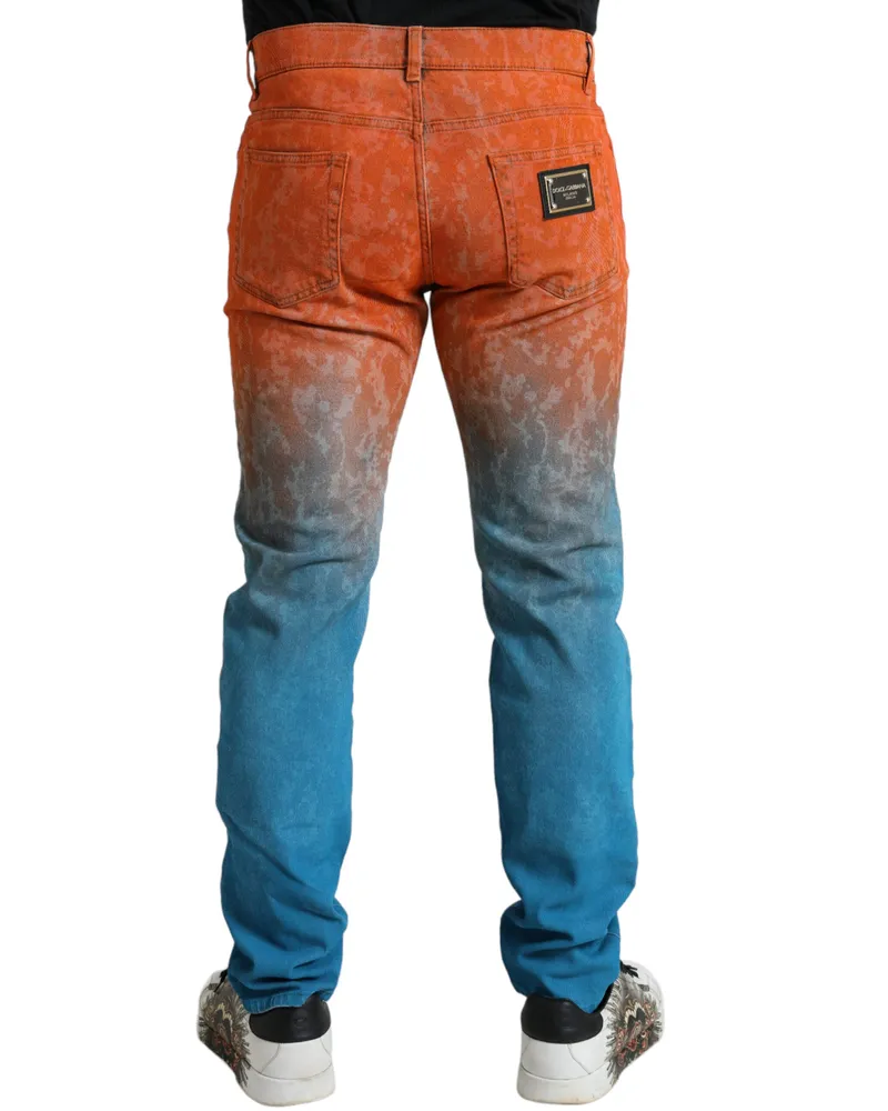 Dolce & Gabbana Men's Multicolor Ombre Cotton Slim Fit Denim Jeans Elastane Clothing Multicolor